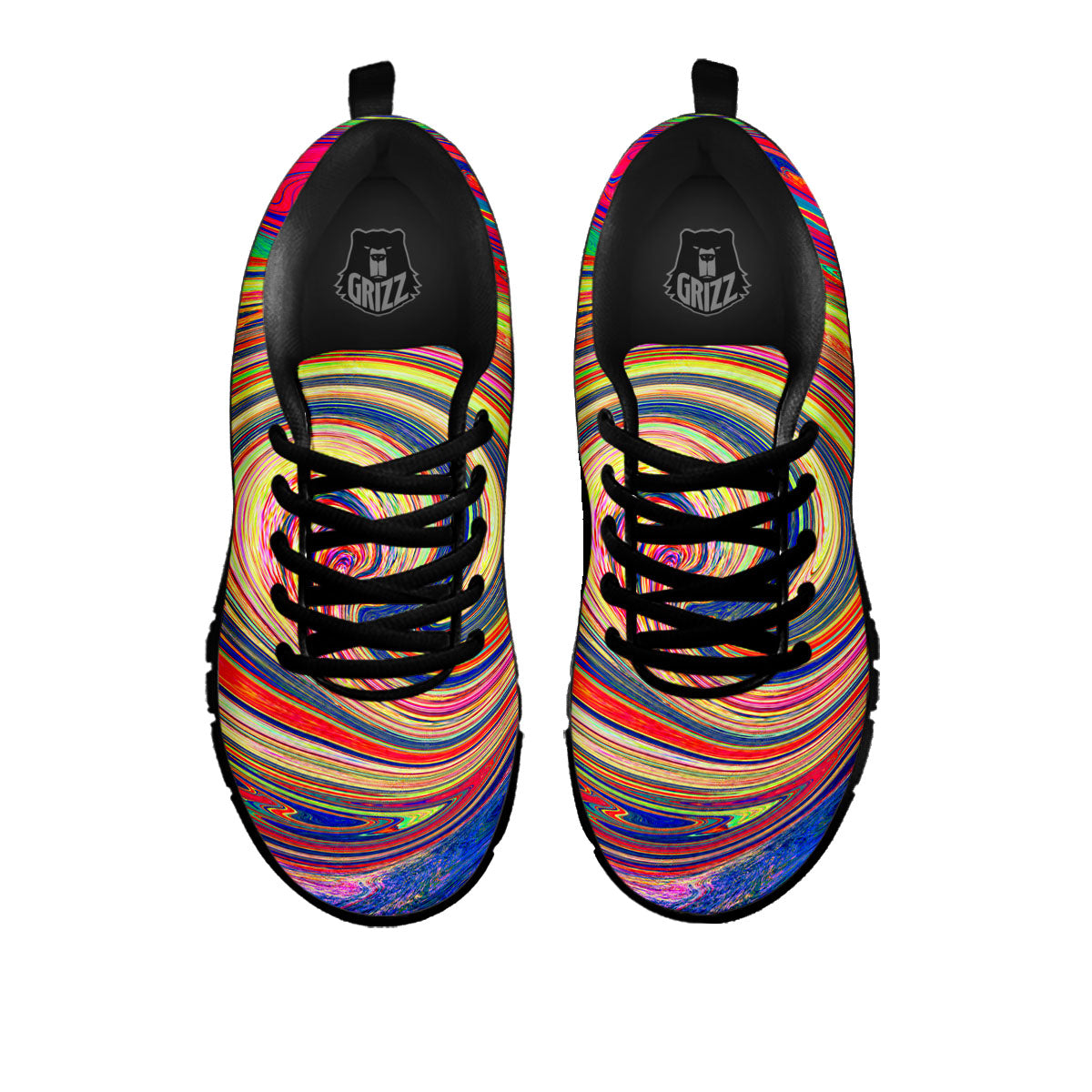 Liquid Trippy Abstract Psychedelic Print Black Sneaker-grizzshop