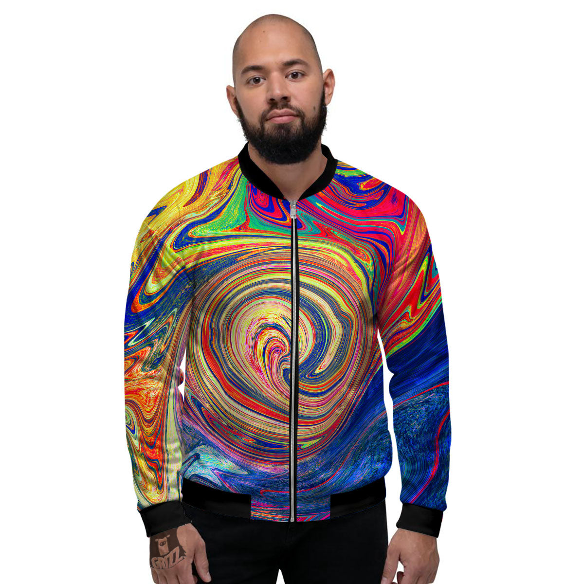 Liquid Trippy Abstract Psychedelic Print Men's Bomber Jacket-grizzshop