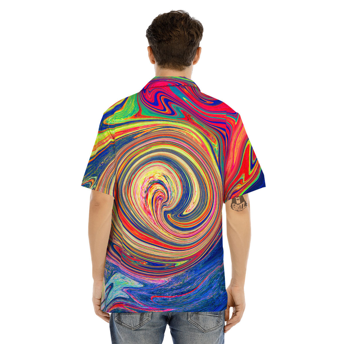 Liquid Trippy Abstract Psychedelic Print Men's Hawaiian Shirt-grizzshop