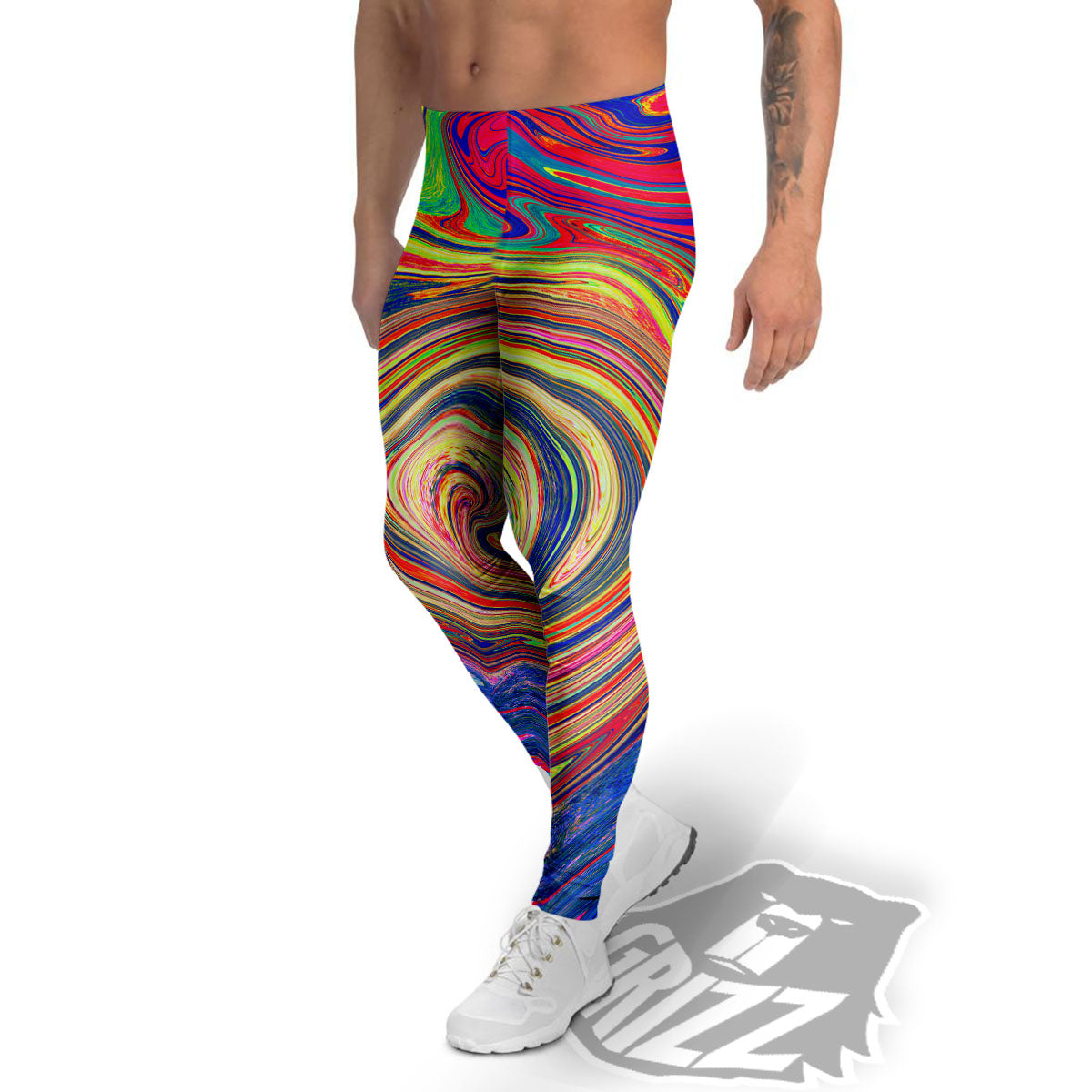 Liquid Trippy Abstract Psychedelic Print Men's Leggings-grizzshop