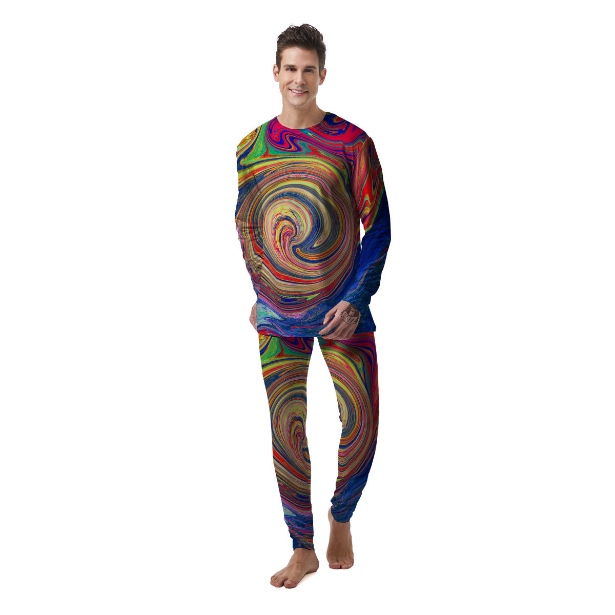 Liquid Trippy Abstract Psychedelic Print Men's Pajamas-grizzshop