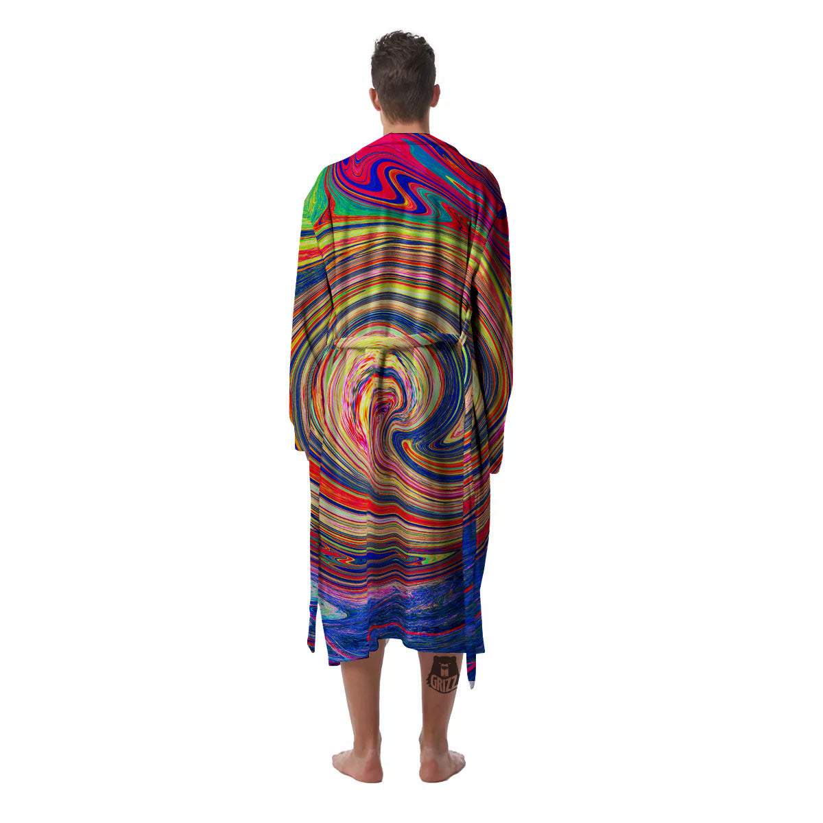 Liquid Trippy Abstract Psychedelic Print Men's Robe-grizzshop