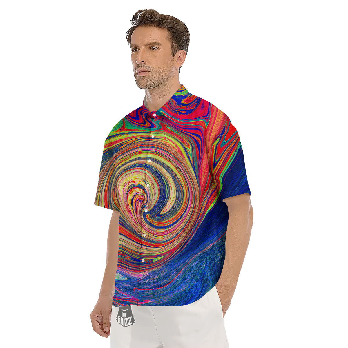 Liquid Trippy Abstract Psychedelic Print Men's Short Sleeve Shirts-grizzshop