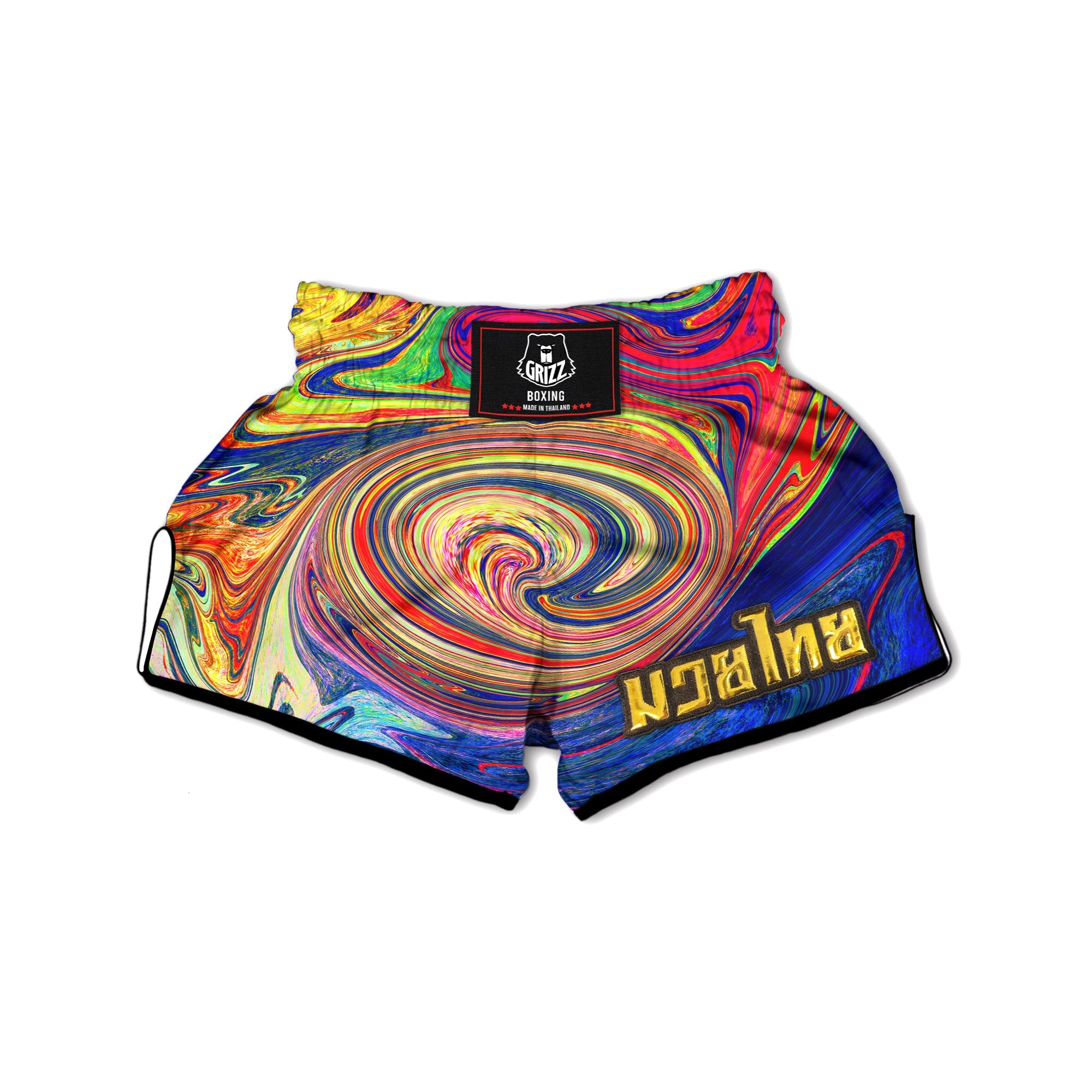Liquid Trippy Abstract Psychedelic Print Muay Thai Boxing Shorts-grizzshop