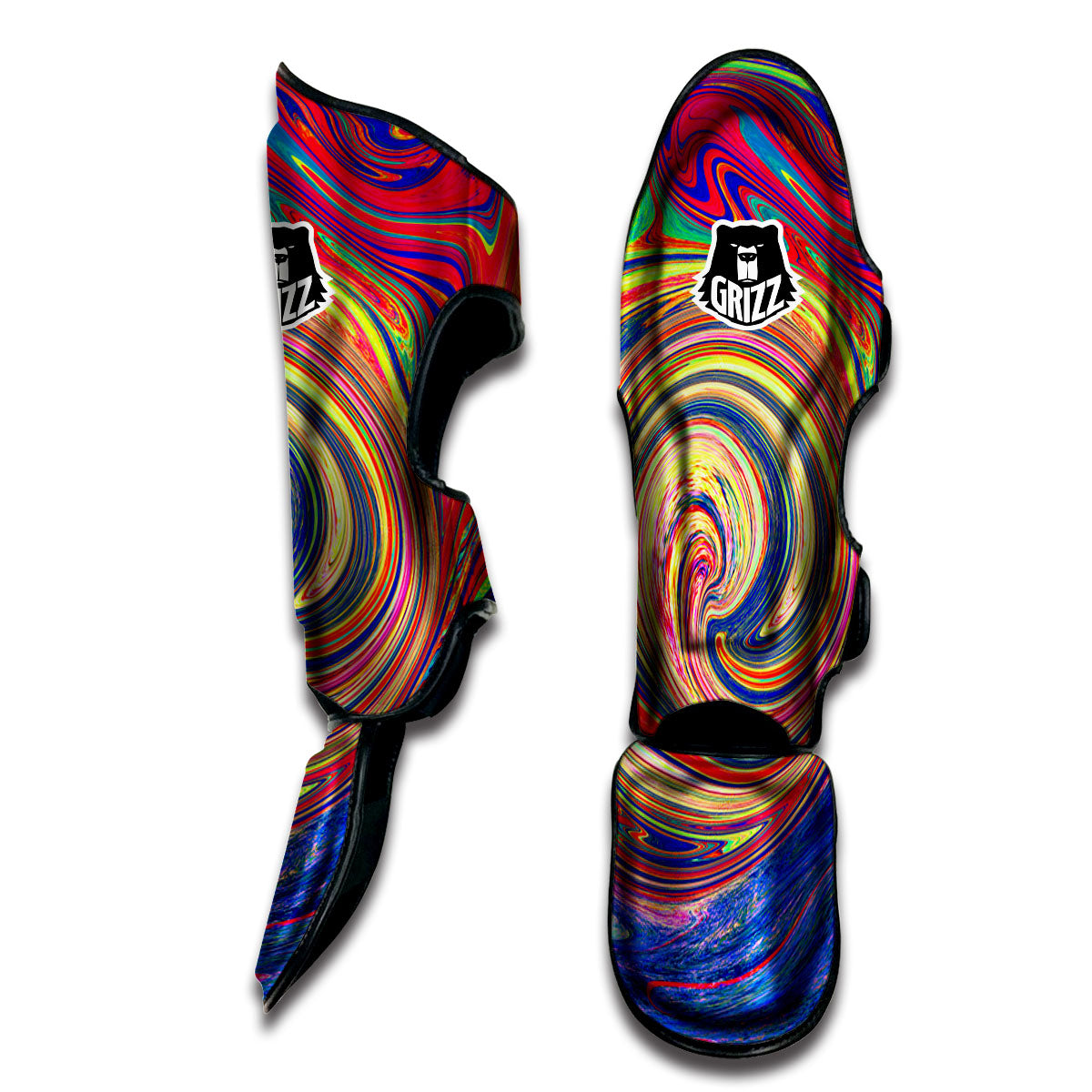 Liquid Trippy Abstract Psychedelic Print Muay Thai Shin Guards-grizzshop