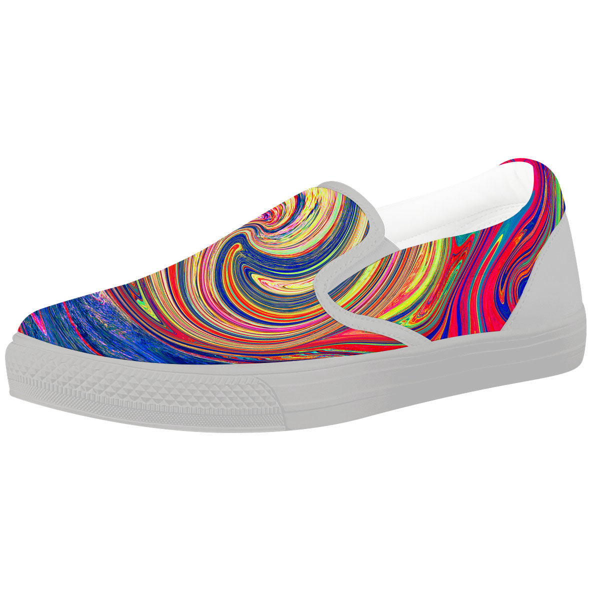 Liquid Trippy Abstract Psychedelic Print White Slip On Shoes-grizzshop