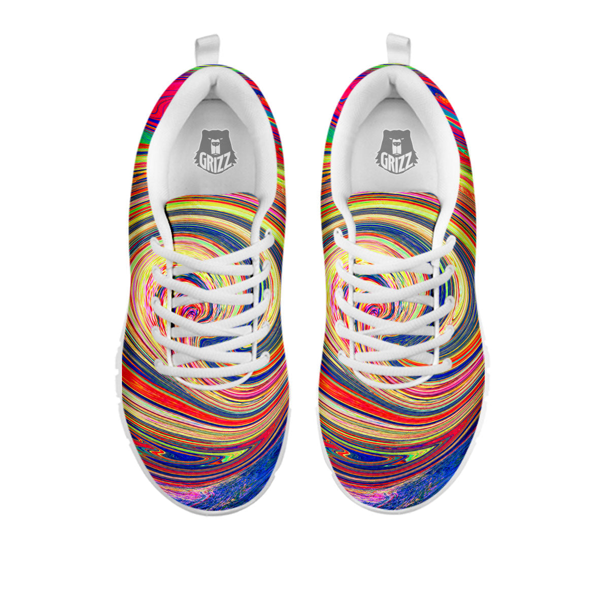 Liquid Trippy Abstract Psychedelic Print White Sneaker-grizzshop
