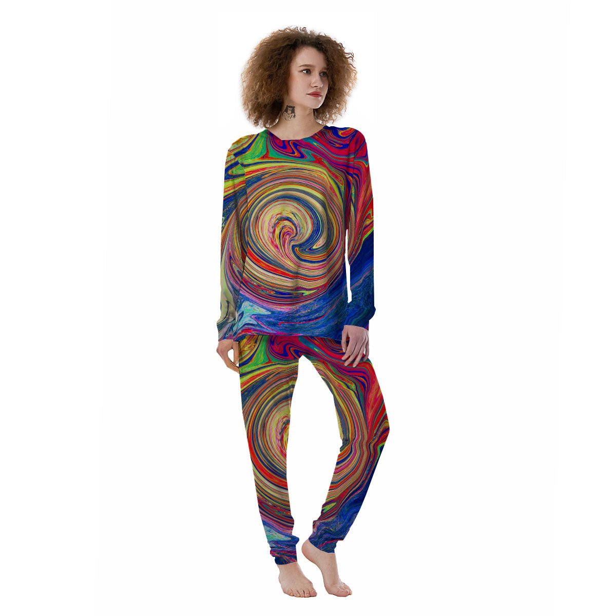 Liquid Trippy Abstract Psychedelic Print Women's Pajamas-grizzshop
