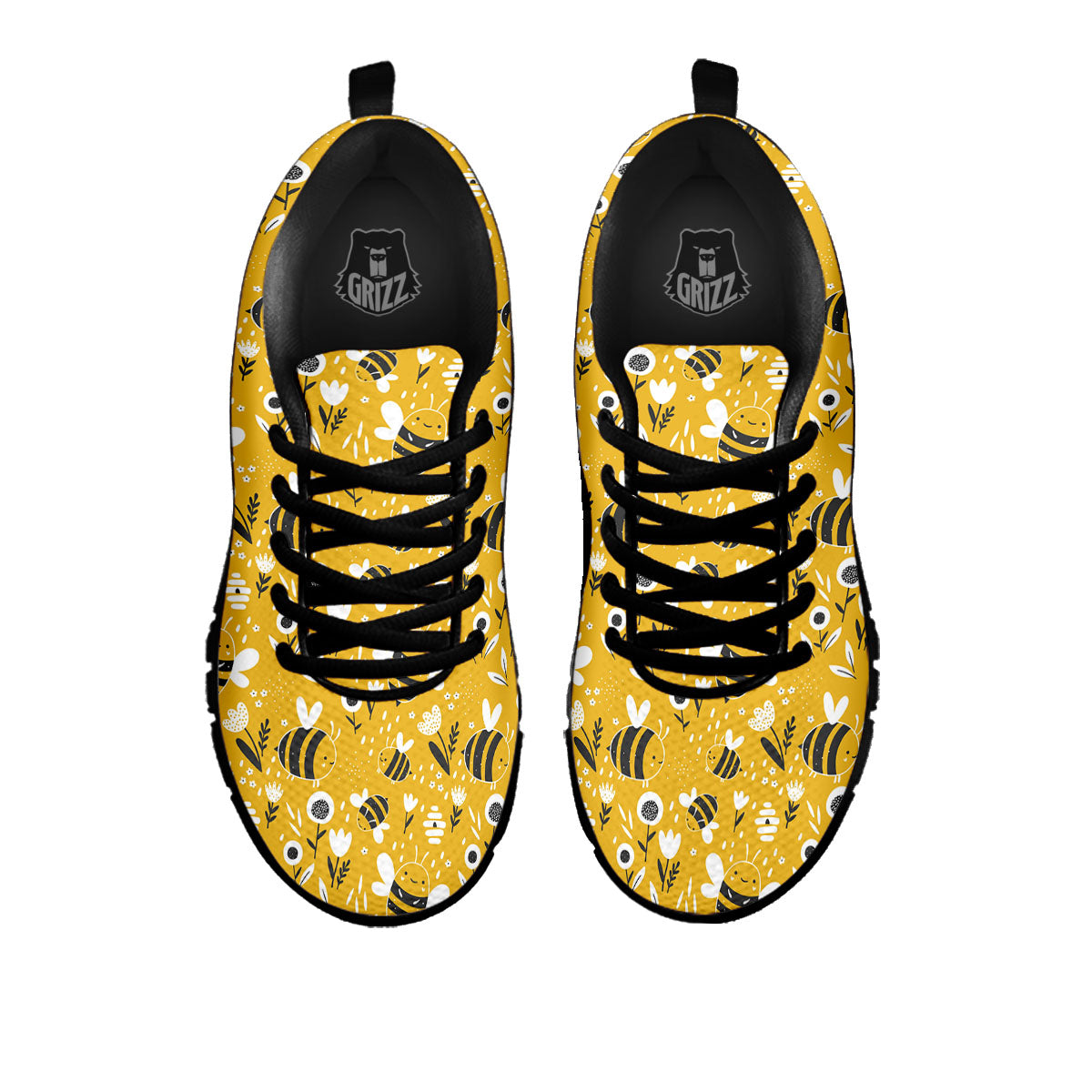 Little Bee Print Pattern Black Sneaker-grizzshop