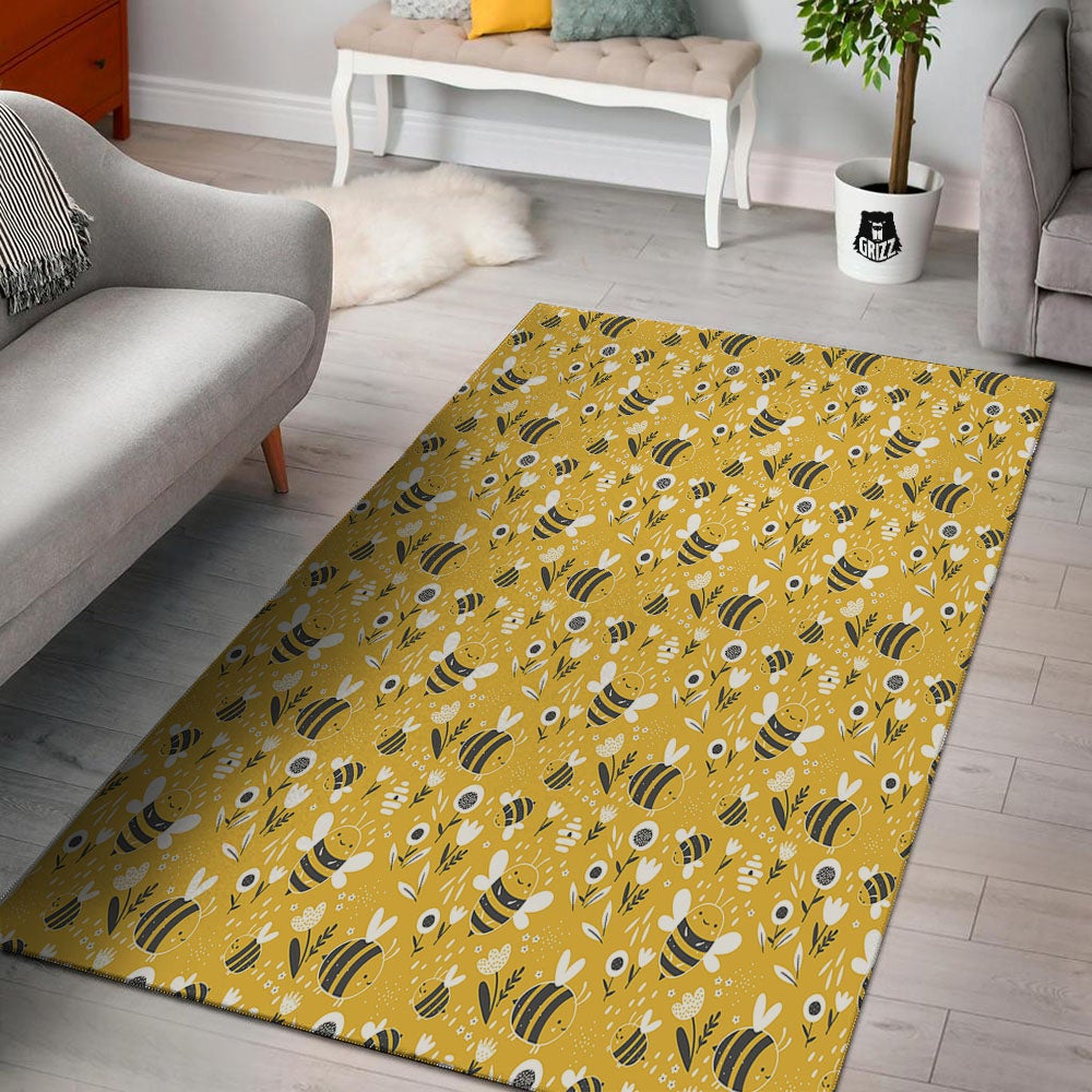 Little Bee Print Pattern Floor Mat-grizzshop
