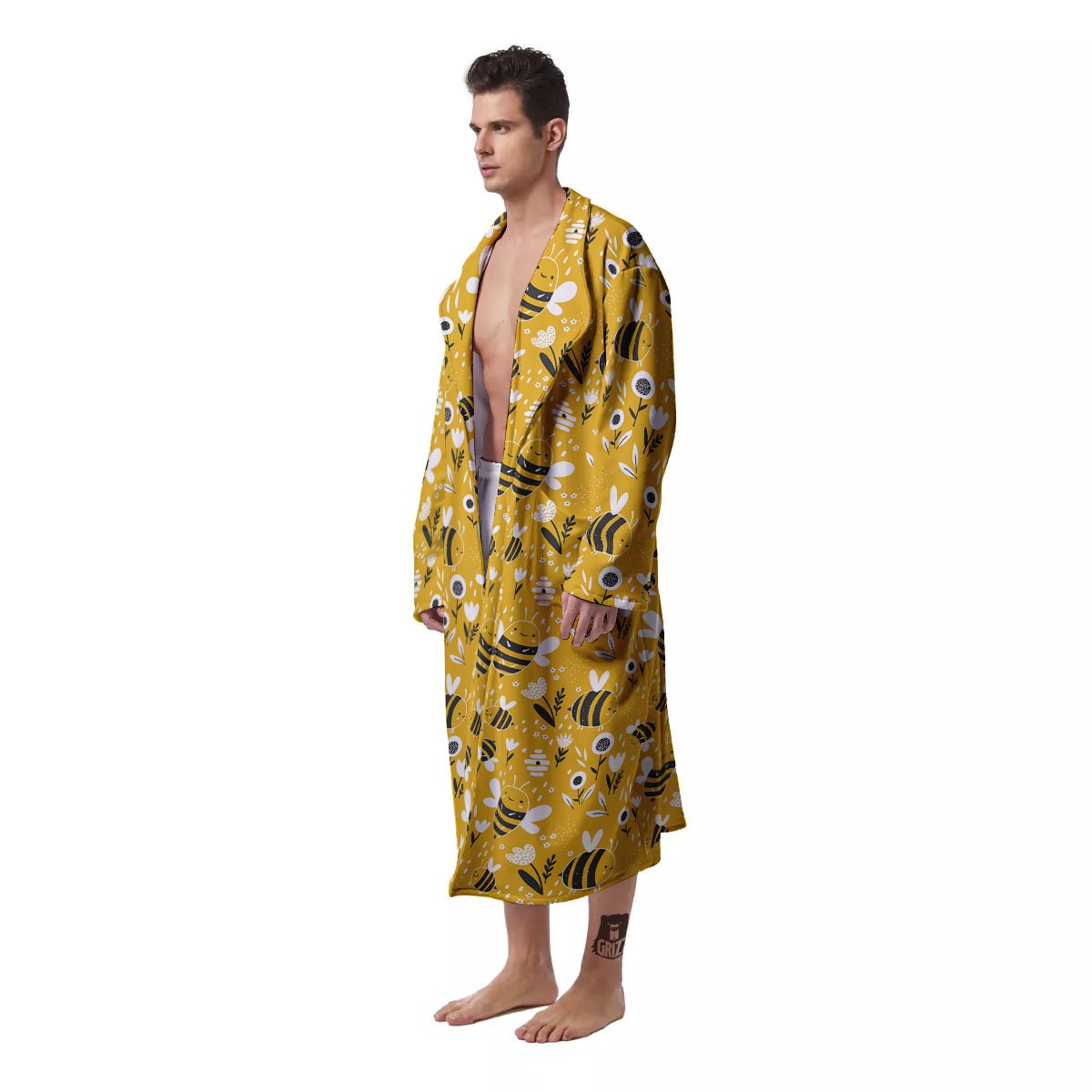 Little Bee Print Pattern Men's Robe-grizzshop