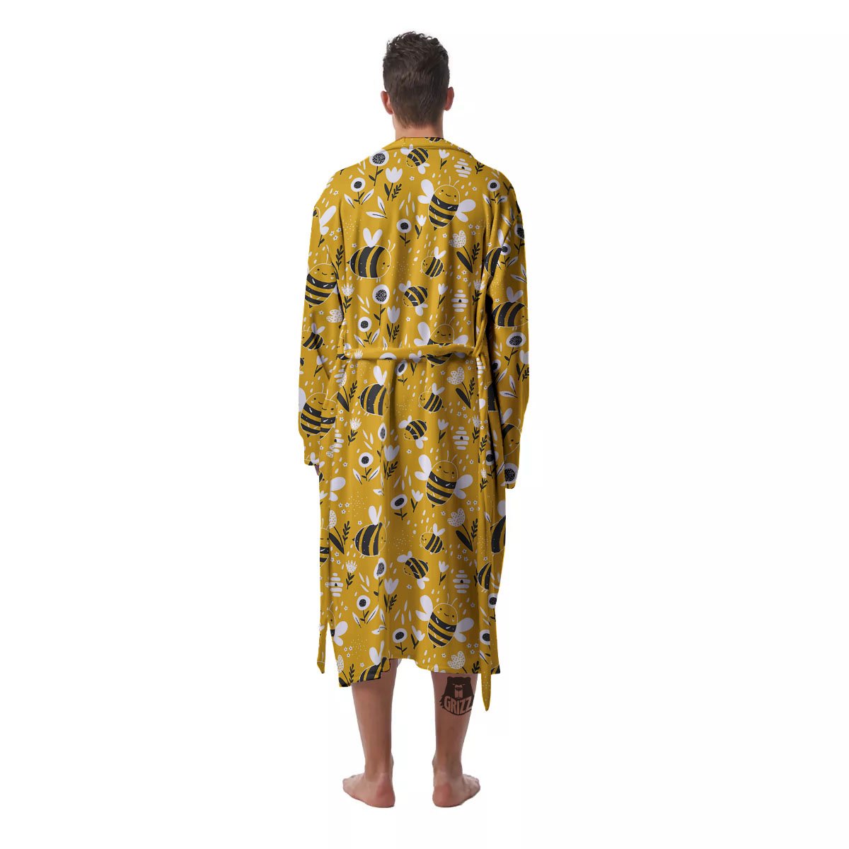 Little Bee Print Pattern Men's Robe-grizzshop