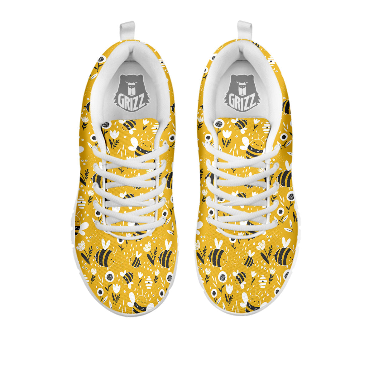 Little Bee Print Pattern White Sneaker-grizzshop
