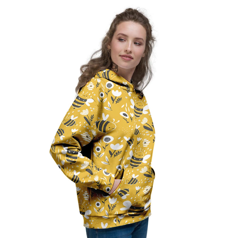 Little Bee Print Pattern Women's Hoodie-grizzshop