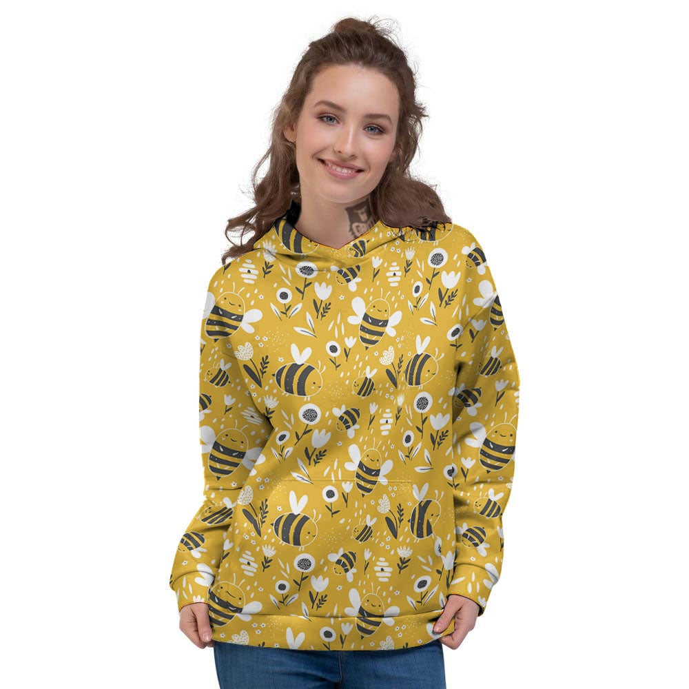 Little Bee Print Pattern Women's Hoodie-grizzshop