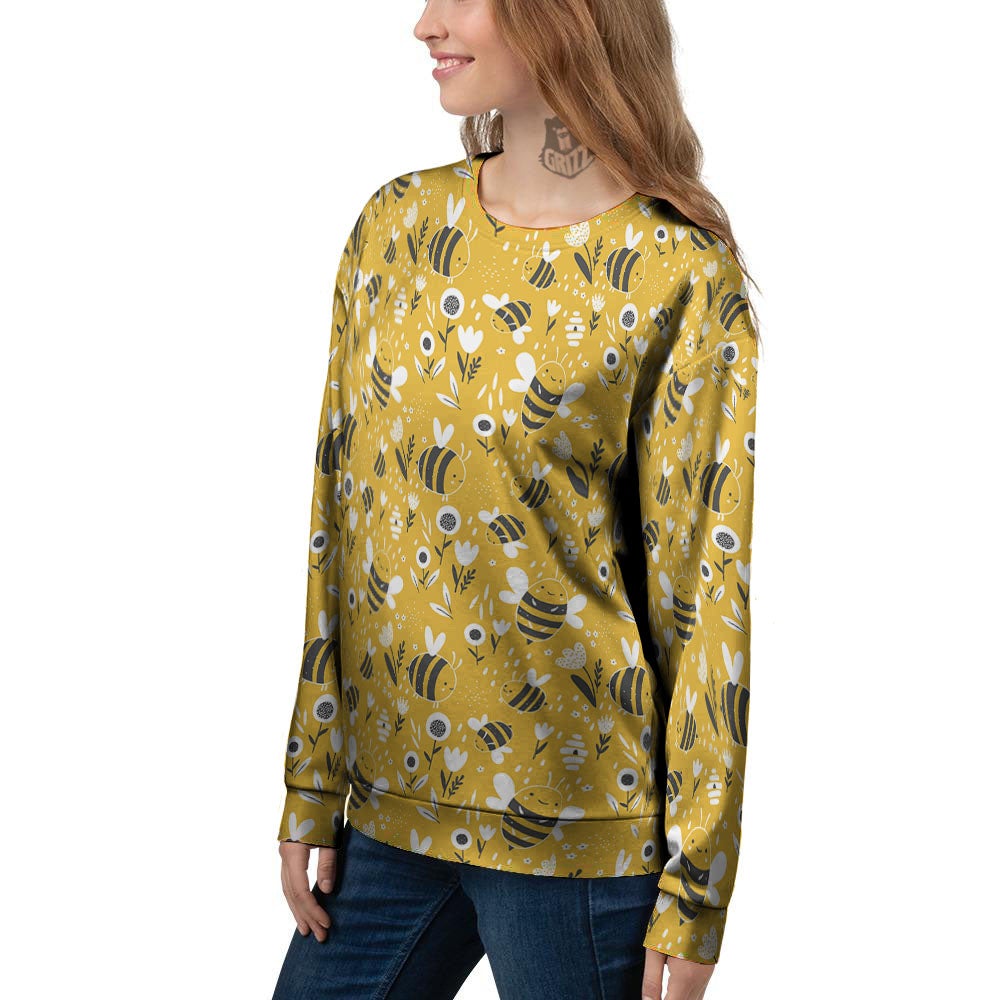 Little Bee Print Pattern Women's Sweatshirt-grizzshop