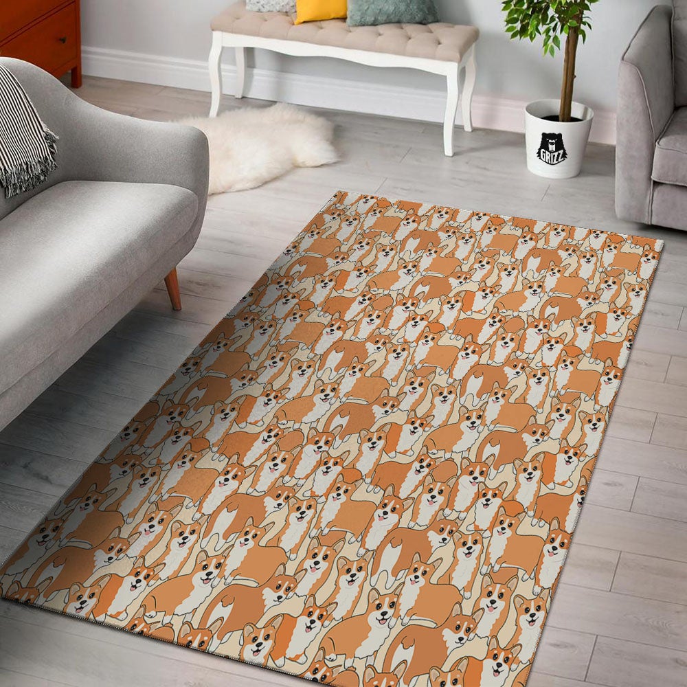 Little Corgi Print Pattern Floor Mat-grizzshop