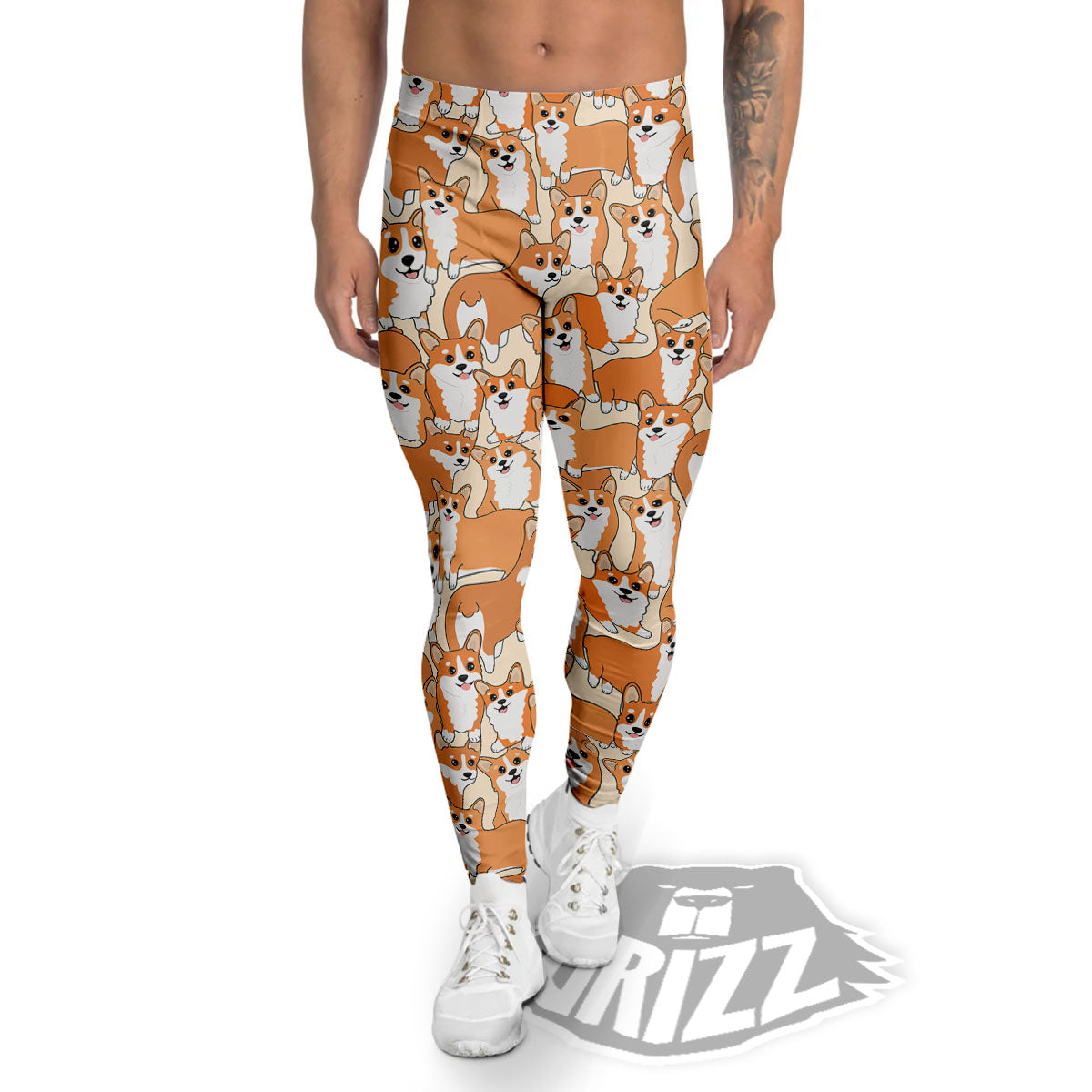 Little Corgi Print Pattern Men's Leggings-grizzshop