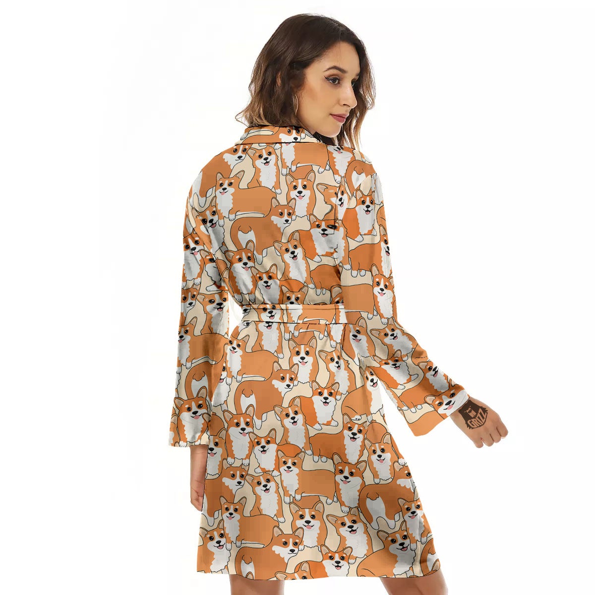 Little Corgi Print Pattern Women's Robe-grizzshop
