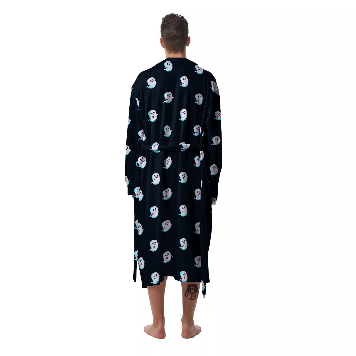Little Ghost Cute Print Pattern Men's Robe-grizzshop