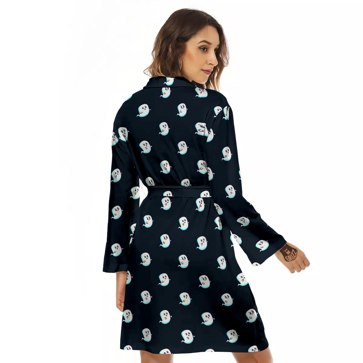 Little Ghost Cute Print Pattern Women's Robe-grizzshop