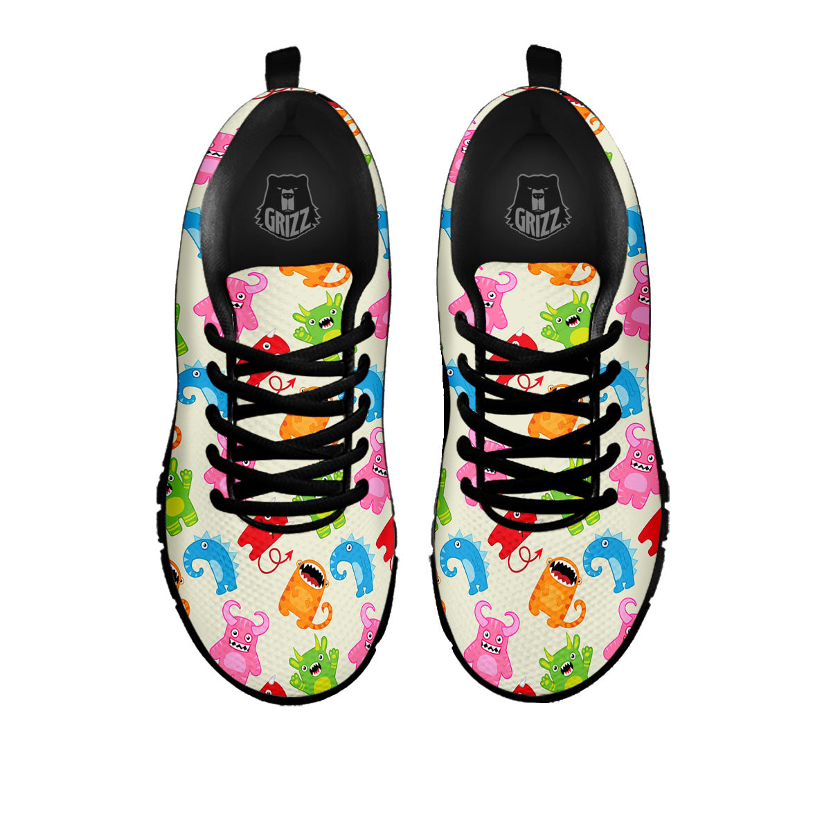 Little Monster Print Pattern Black Sneaker-grizzshop