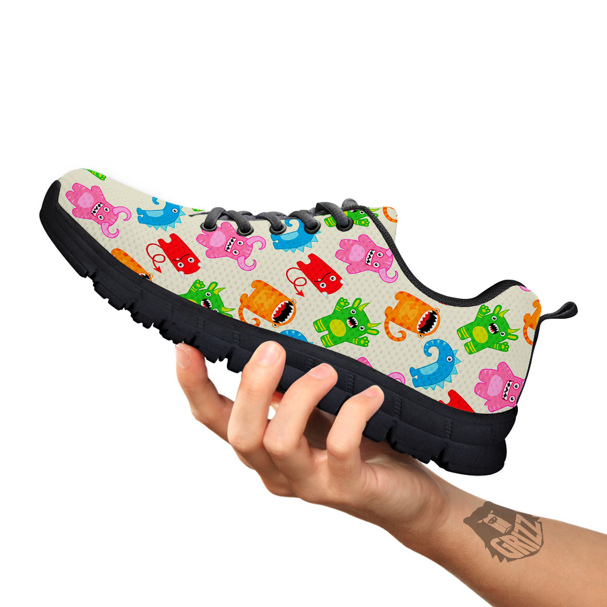 Little Monster Print Pattern Black Sneaker-grizzshop