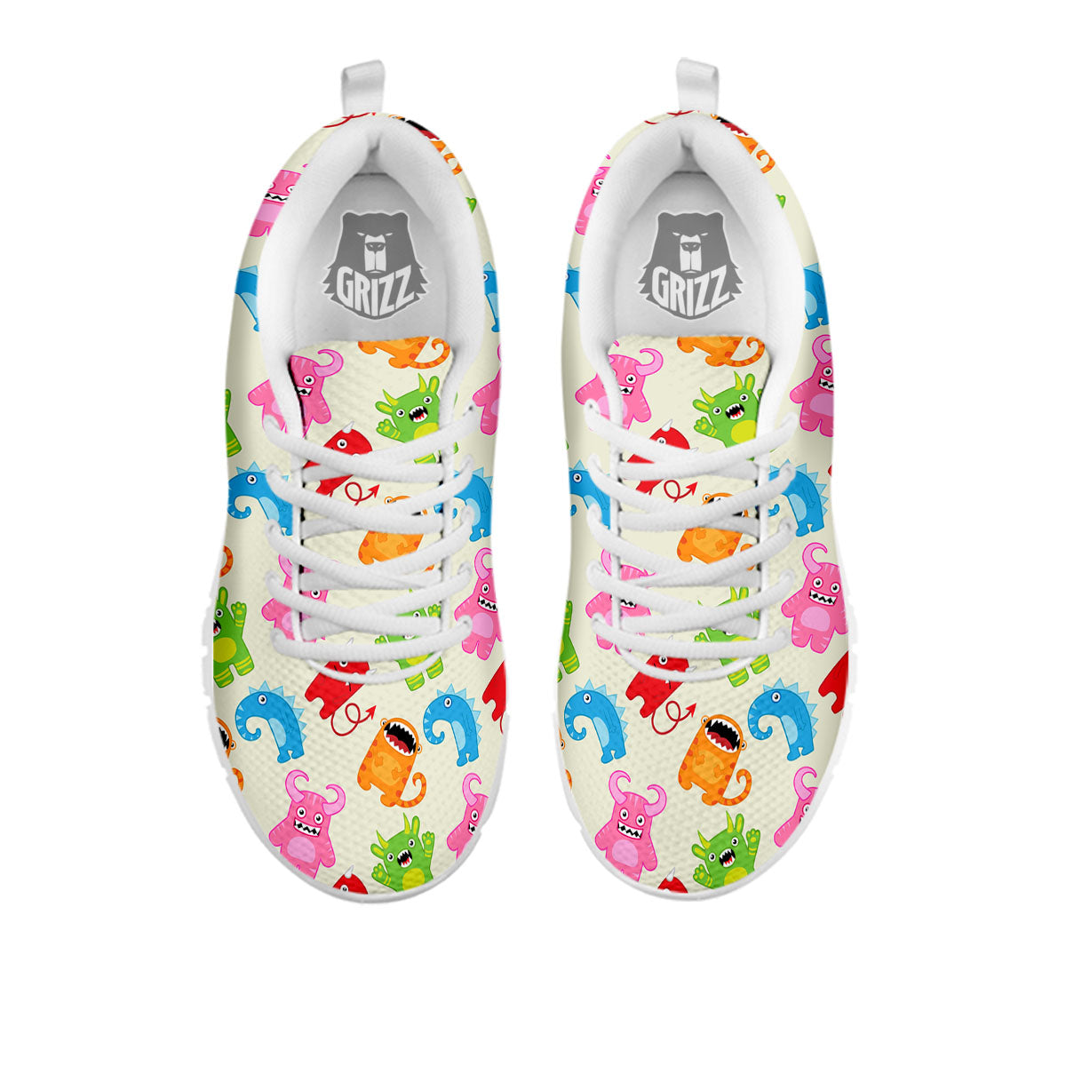 Little Monster Print Pattern White Sneaker-grizzshop