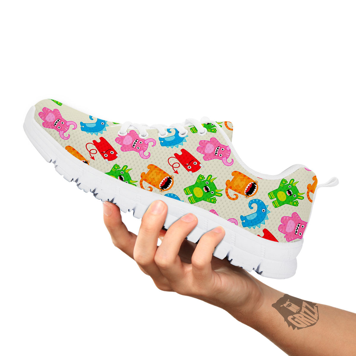 Little Monster Print Pattern White Sneaker-grizzshop