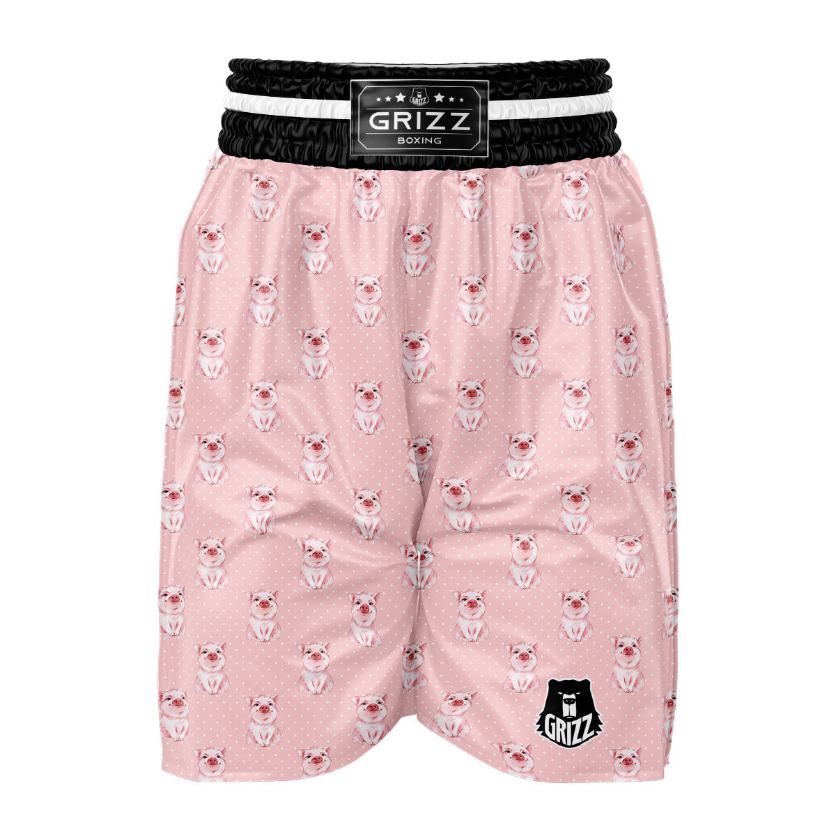 Little Pig And White Dots Print Pattern Boxing Shorts-grizzshop