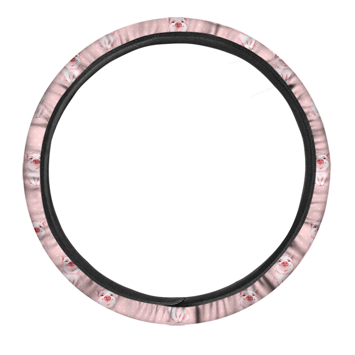Little Pig And White Dots Print Pattern Car Steering Wheel Cover-grizzshop