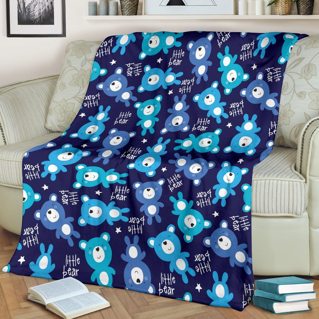 Little Teddy Bear Pattern Print Blanket-grizzshop