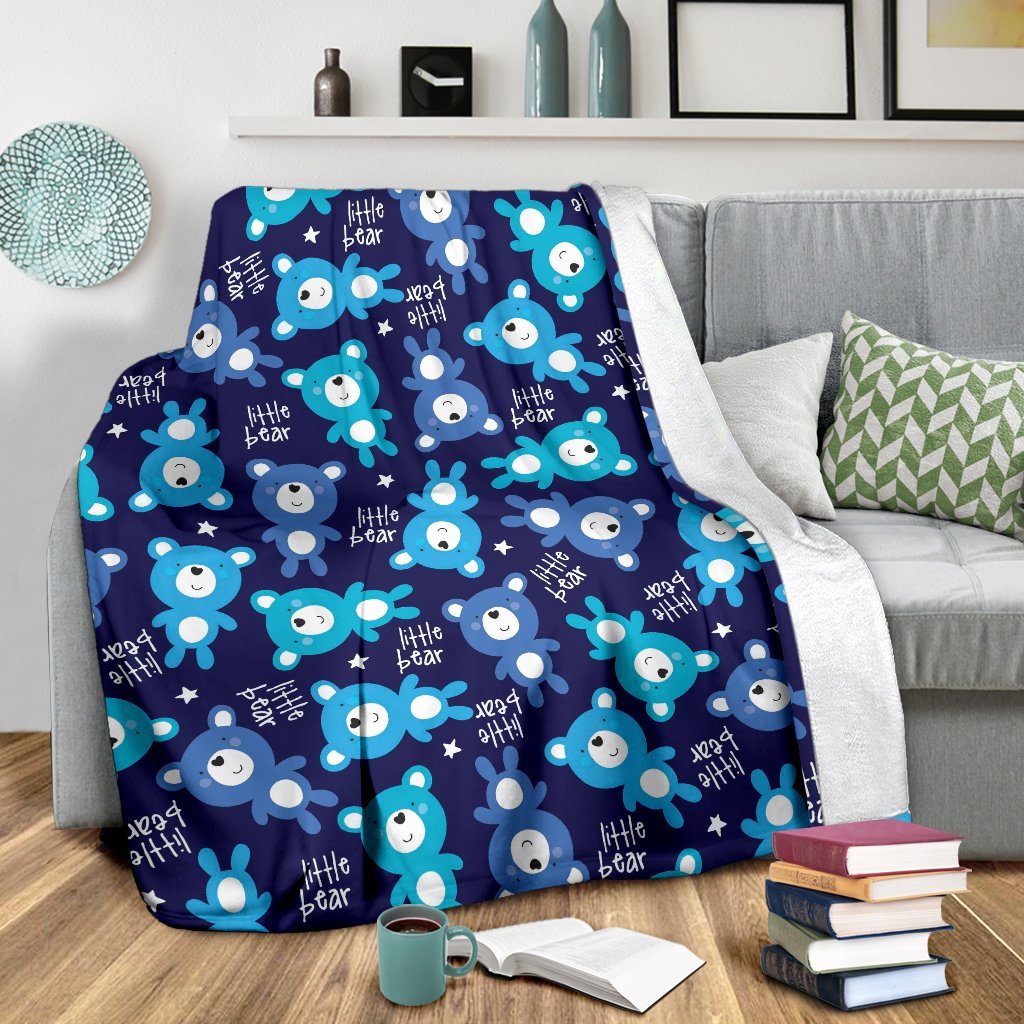 Little Teddy Bear Pattern Print Blanket-grizzshop