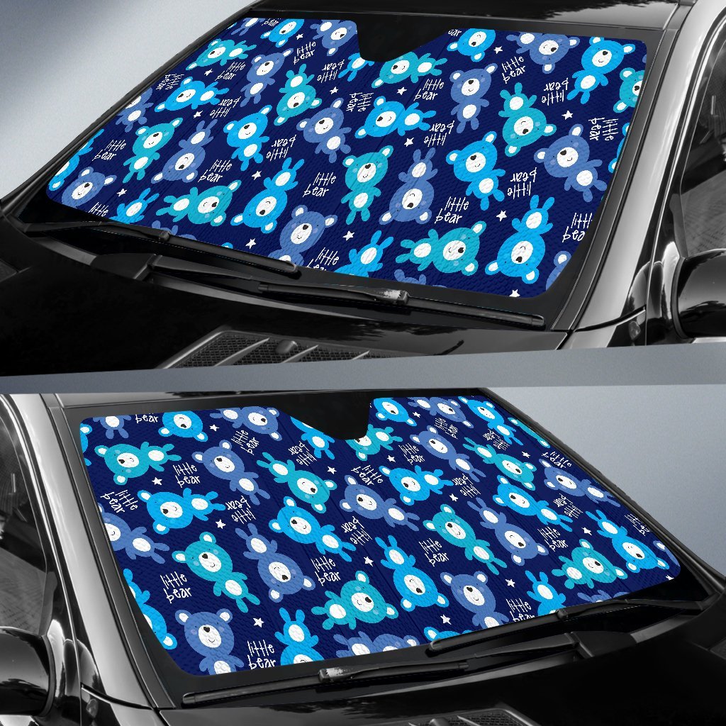 Little Teddy Bear Pattern Print Car Sun Shade-grizzshop