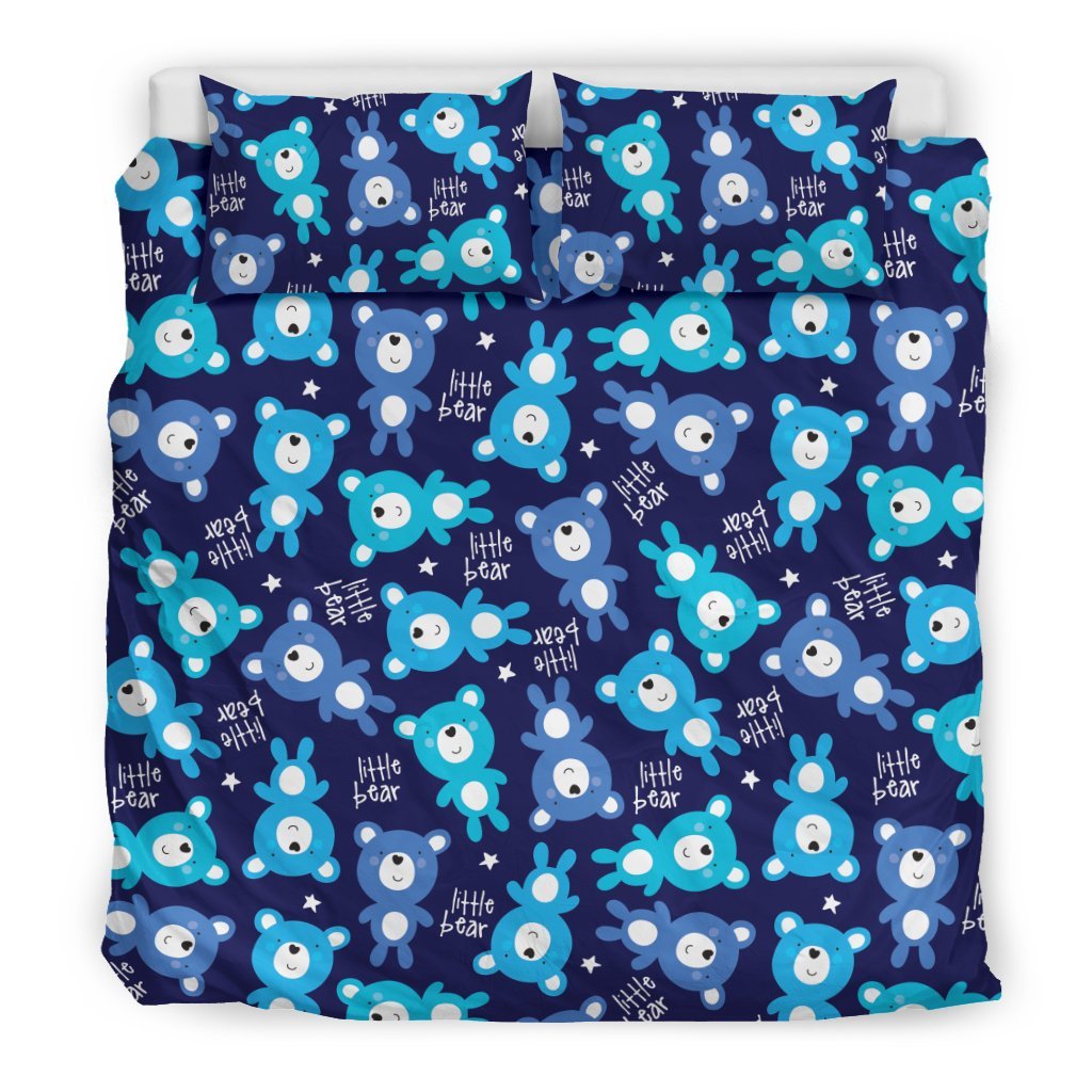 Little Teddy Bear Pattern Print Duvet Cover Bedding Set-grizzshop