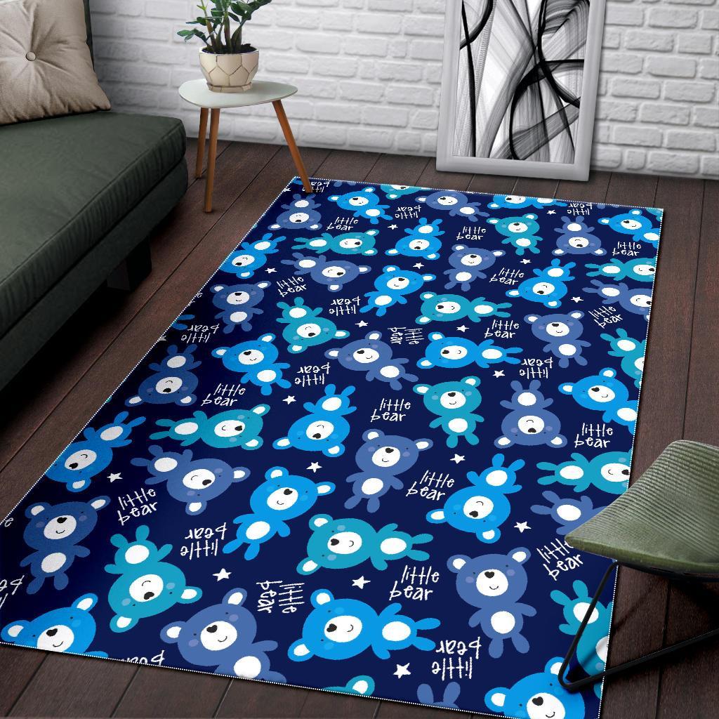 Little Teddy Bear Pattern Print Floor Mat-grizzshop