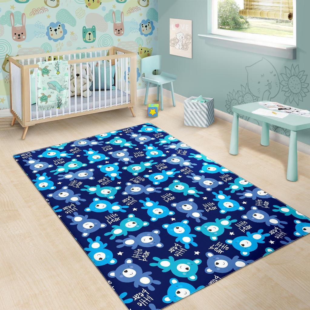 Little Teddy Bear Pattern Print Floor Mat-grizzshop