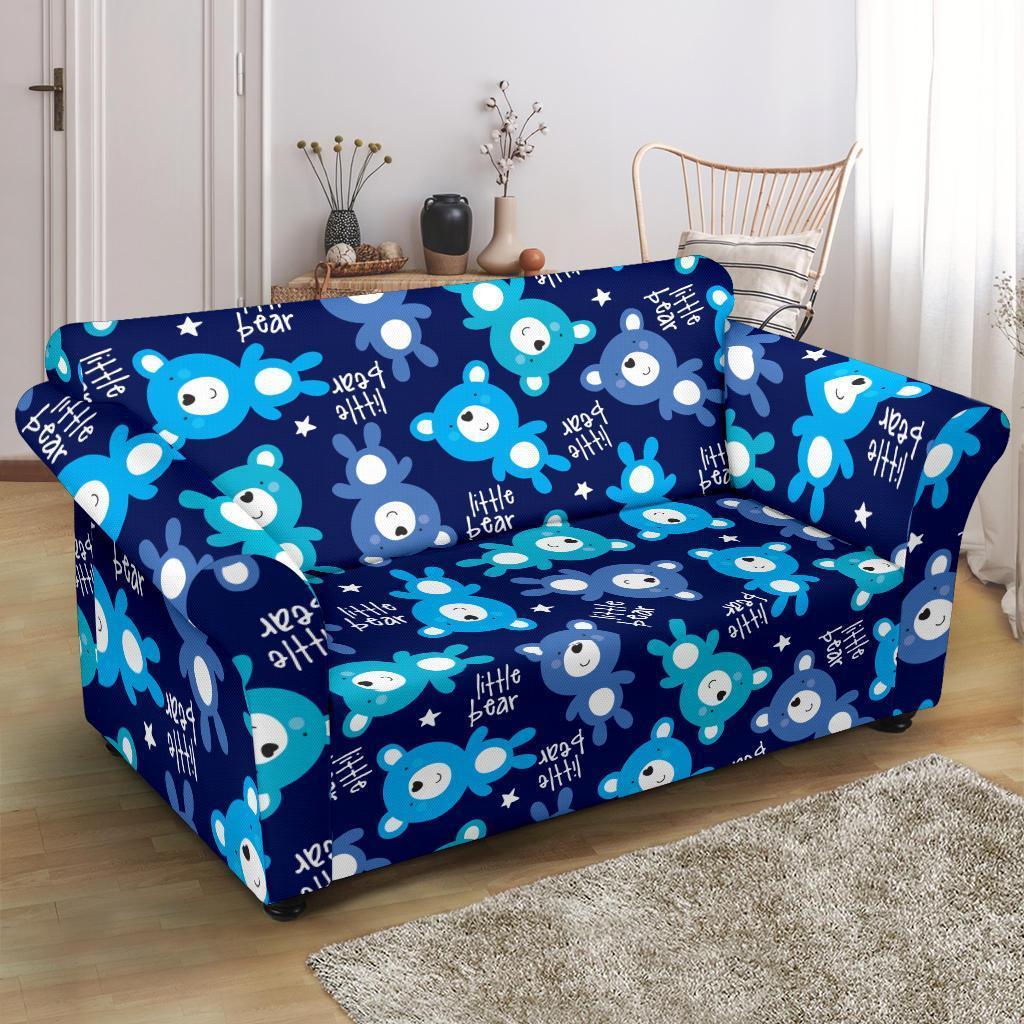 Little Teddy Bear Pattern Print Loveseat Cover-grizzshop