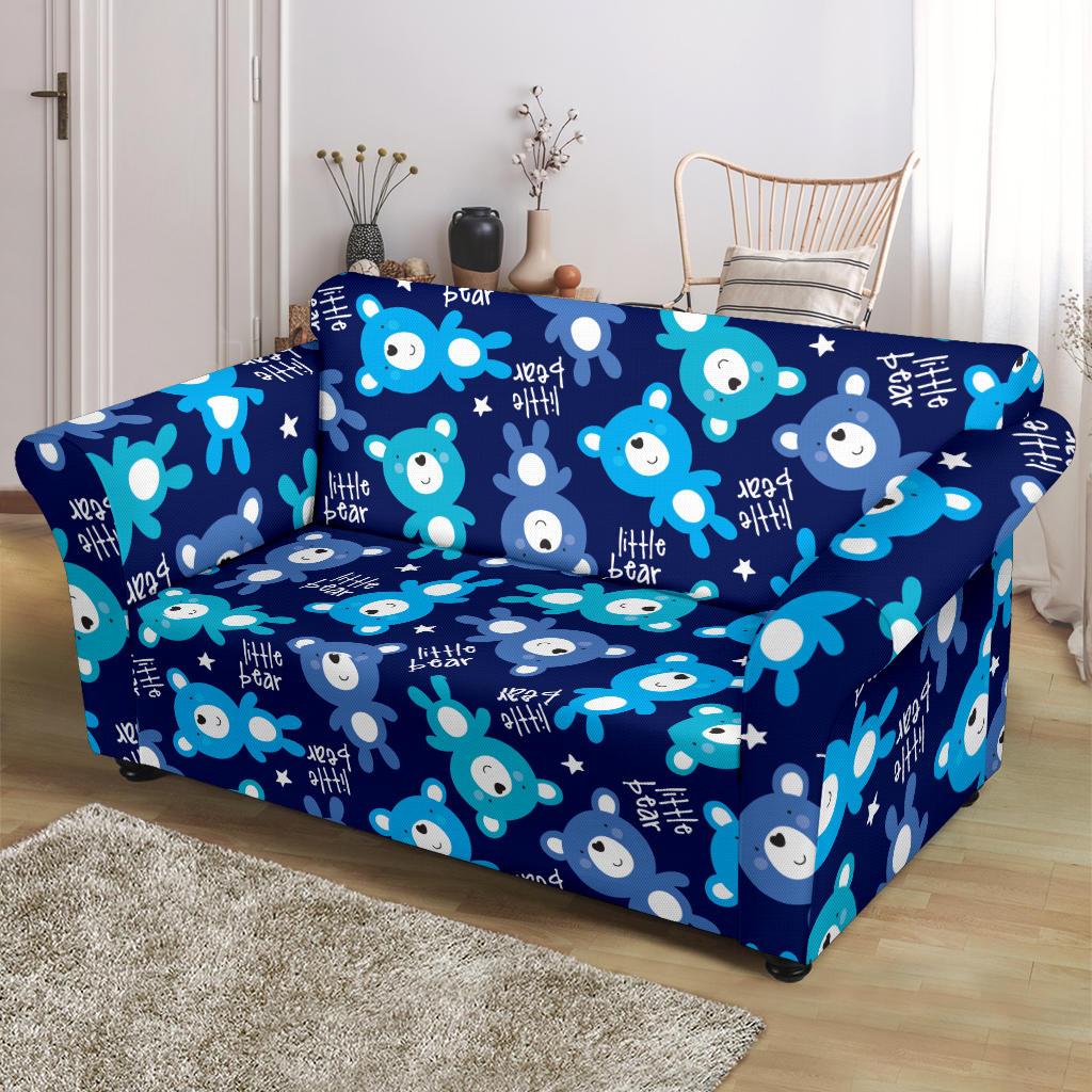 Little Teddy Bear Pattern Print Loveseat Cover-grizzshop