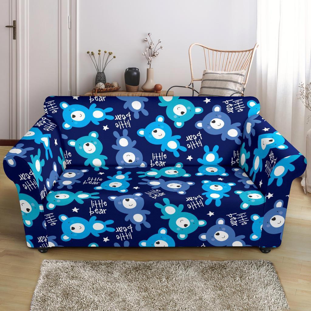 Little Teddy Bear Pattern Print Loveseat Cover-grizzshop