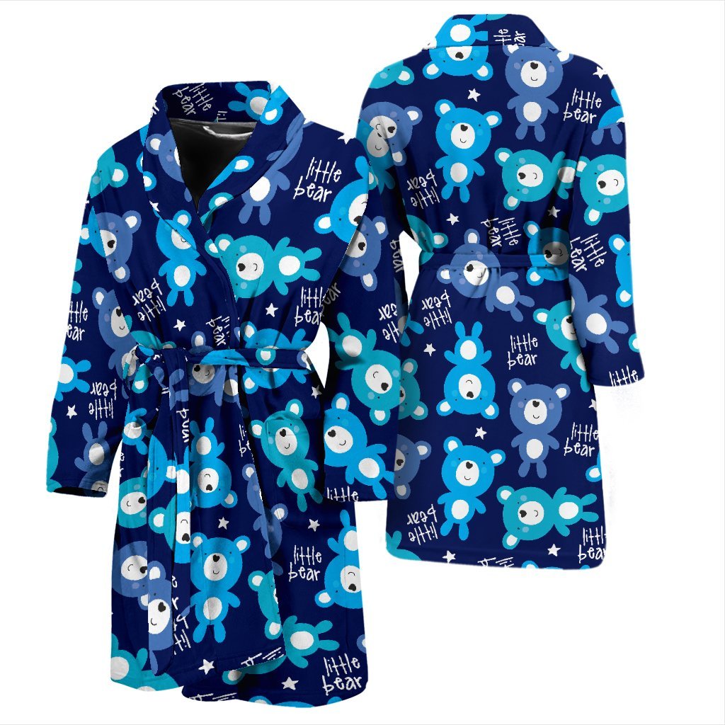 Little Teddy Bear Pattern Print Men Long Robe-grizzshop