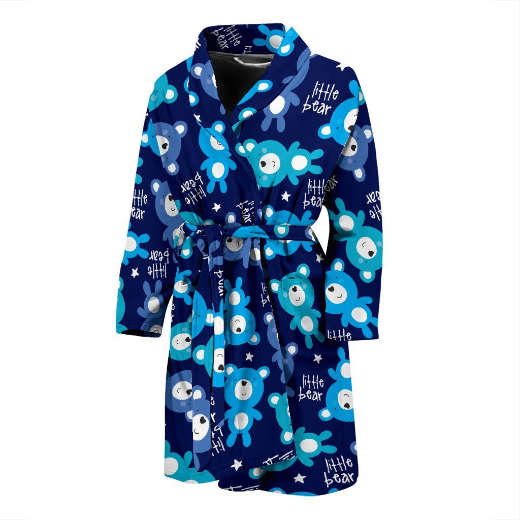 Little Teddy Bear Pattern Print Men Long Robe-grizzshop