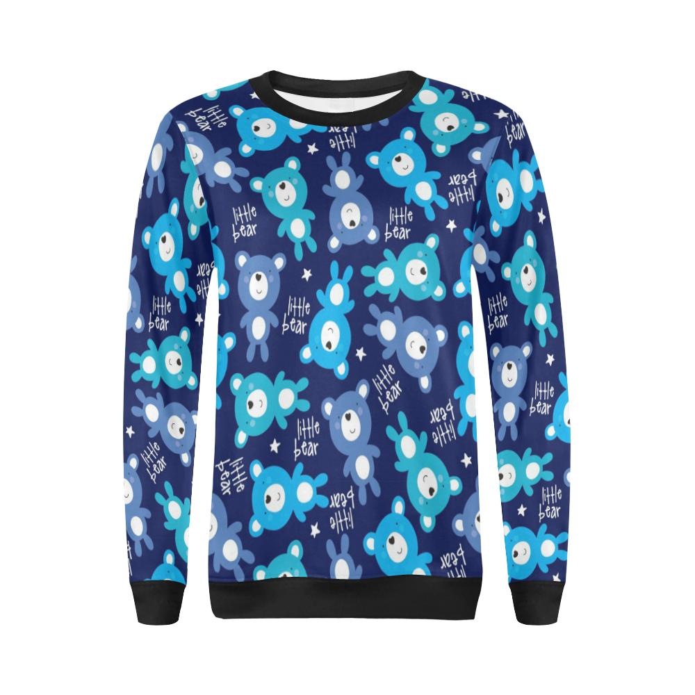 Little Teddy Bear Pattern Print Women Crewneck Sweatshirt-grizzshop