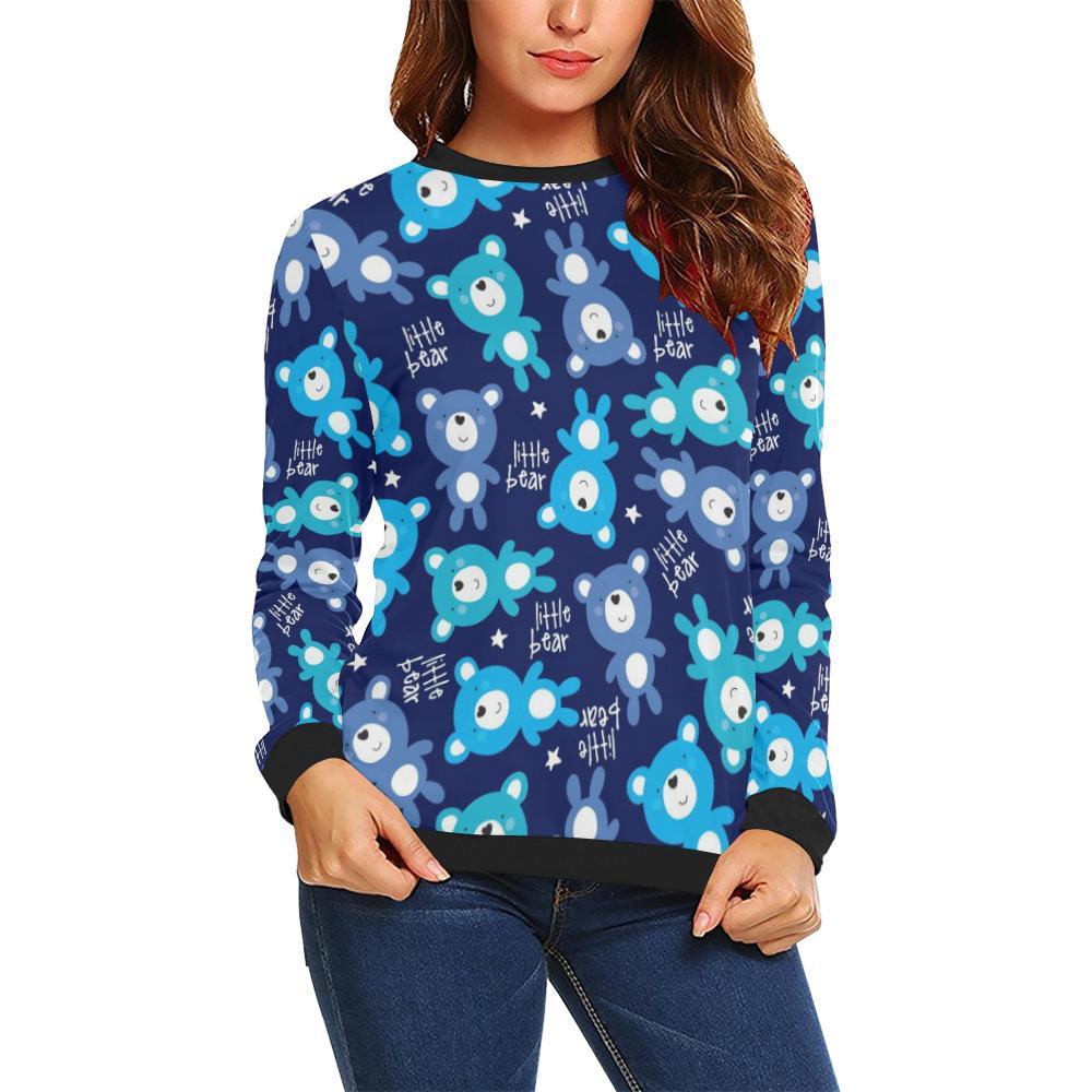 Little Teddy Bear Pattern Print Women Crewneck Sweatshirt-grizzshop