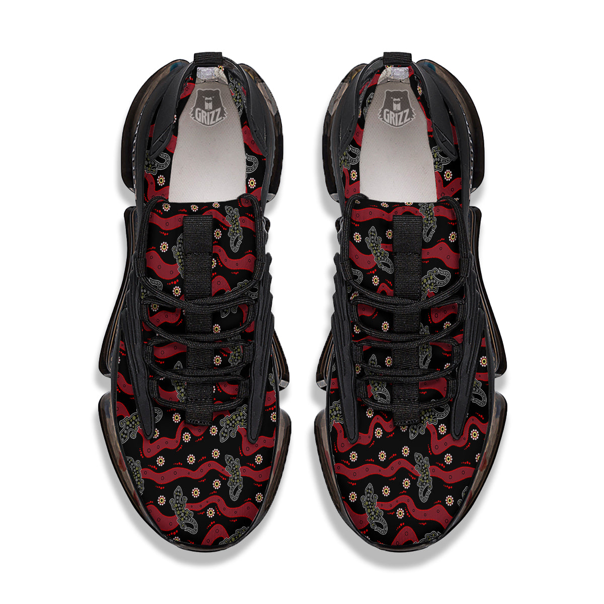 Lizard Aboriginal Print Pattern Black Gym Shoes-grizzshop