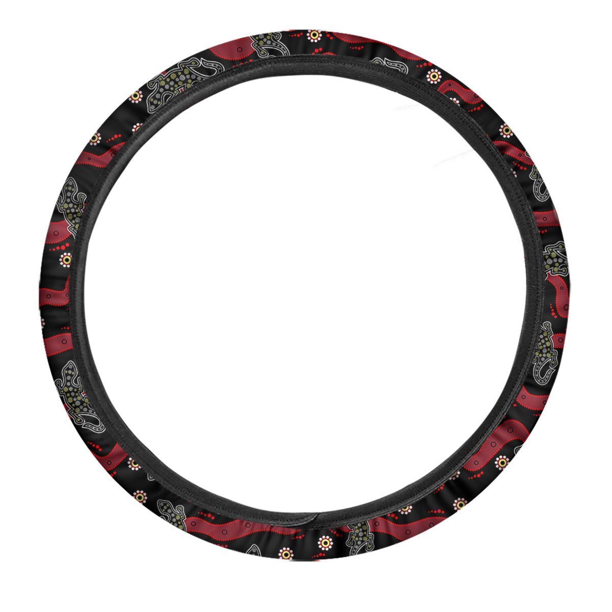 Lizard Aboriginal Print Pattern Car Steering Wheel Cover-grizzshop