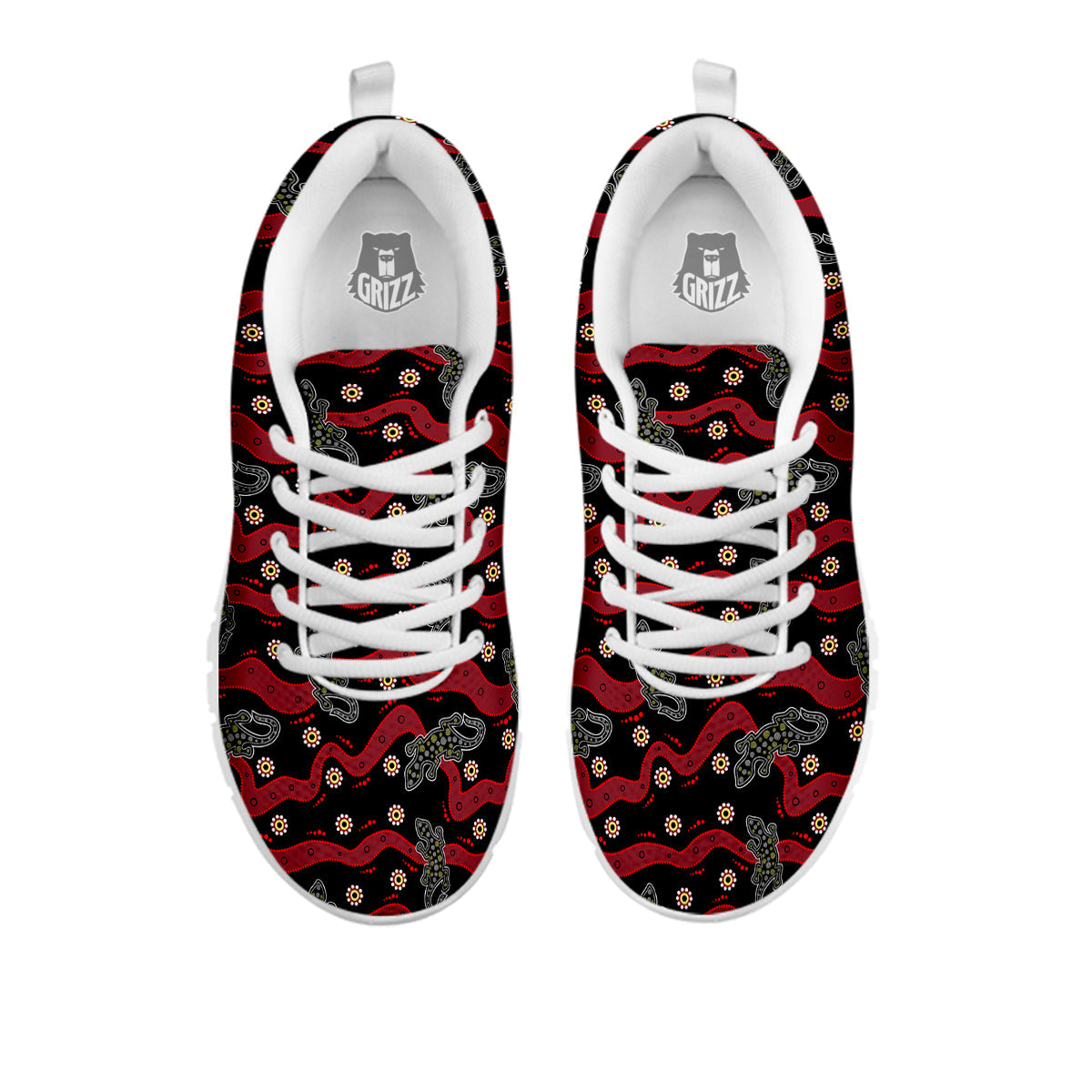 Lizard Aboriginal Print Pattern White Sneaker-grizzshop