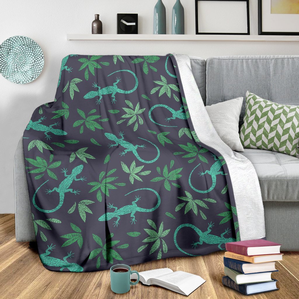 Lizard Leaf Pattern Print Blanket-grizzshop