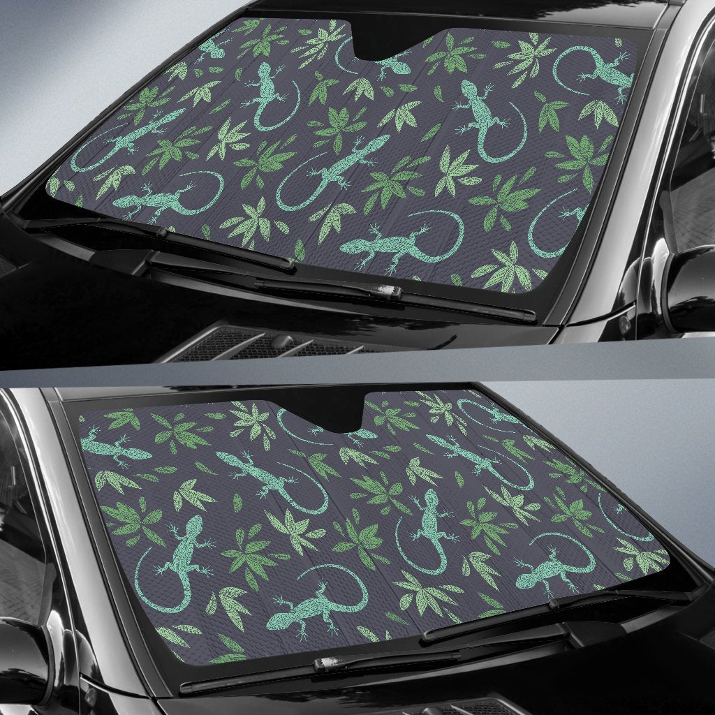 Lizard Leaf Pattern Print Car Sun Shade-grizzshop