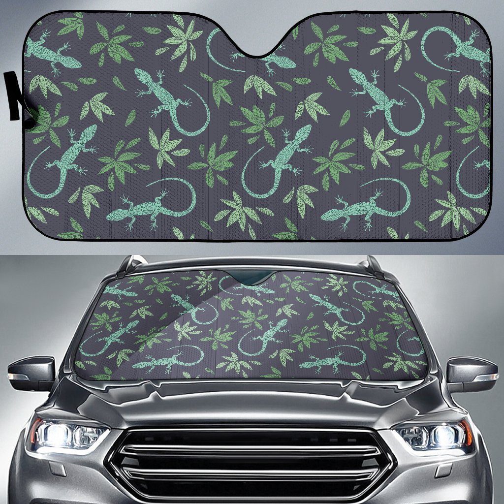 Lizard Leaf Pattern Print Car Sun Shade-grizzshop